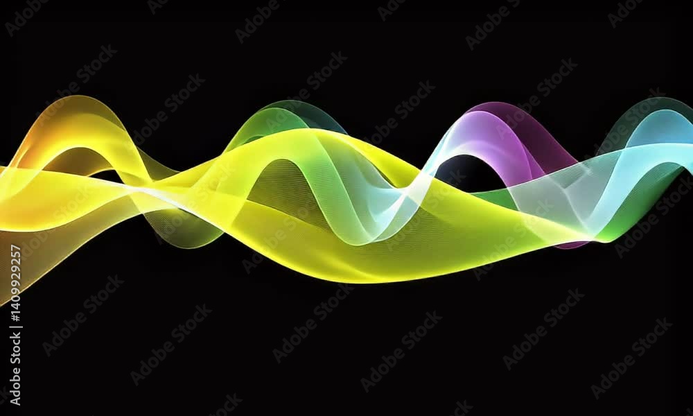 Abstract rainbow waves on black background
