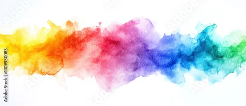 Panel kuchenny z motywem Abstract rainbow color colorful painting, watercolor aquarell splashes or stain, isolated on white background 