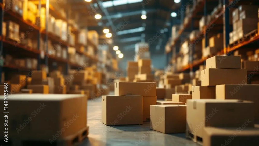 Cardboard boxes in the warehouse.