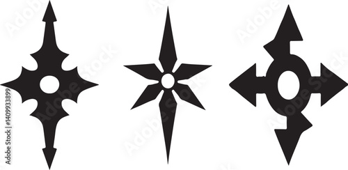 Ninja knife silhouette icon set vector