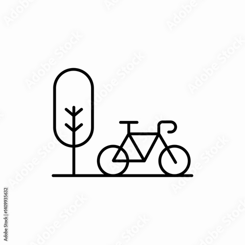 Park bicycle path nature icon vector sign