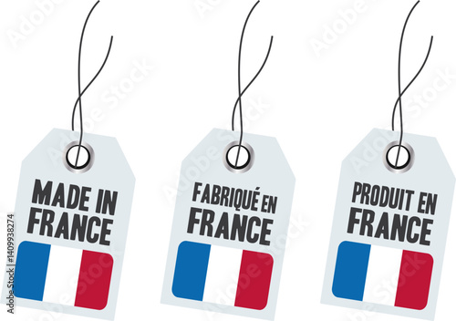 Étiquette drapeau français, made in France, produit en France