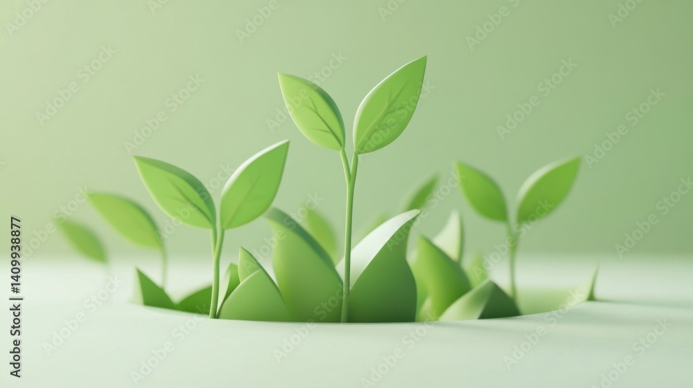 Green leaves sprout from soft soil against a gentle light backdrop, symbolizing renewal and growth. This serene image captures the essence of nature. Green leaves sprout from soft soil against a gentle light backdrop, symbolizing renewal and growth. This serene image captures the essence of nature.