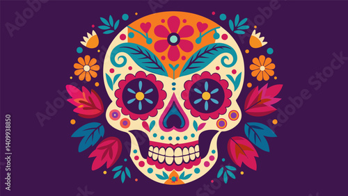 Delicate sugar skulls meticulously decorated with vibrant hues and intricate designs are displayed throughout the festival as symbols of the cycle of life and death.. Vector illustration