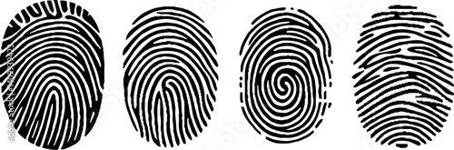 Digital vector fingerprint scan icons in 4 different sizes of thickness. Scan fingerprint, security or identification system concepts. Biometric data design. EPS10