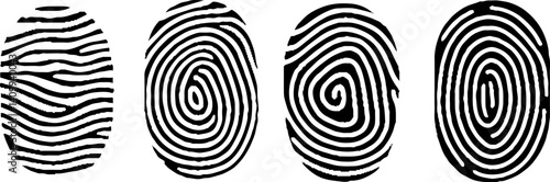 Finger print vector icons set illustration isolated on white background. 