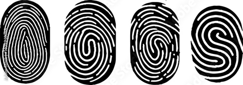 Finger print vector icons set illustration isolated on white background. 