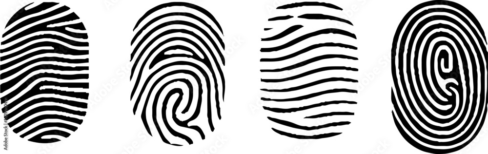 Obraz premium Finger print vector icons set illustration isolated on white background. Finger prints set icon vector. Stylized design.