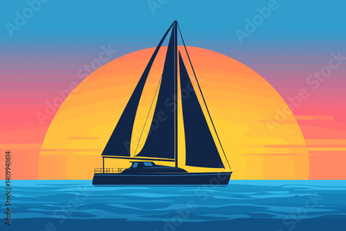 sailboat on the sea sunset 