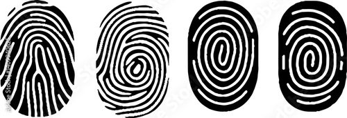 Finger print vector icons set illustration isolated on white background. Finger prints set icon vector. Stylized design.