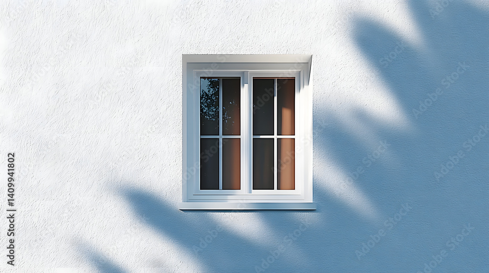 Obraz premium white window on a wall, white wall of a house with an open window from the inside