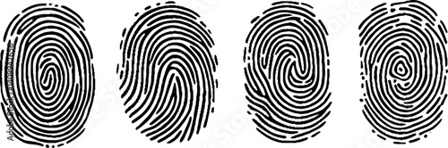 Unique thumb lines imprint. Security fingerprint authentication vector illustration set illustration. Security fingerprint authentication vector illustration