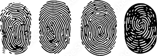 Fingerprint icon Signature concept for password encryption. to protect information illustration.