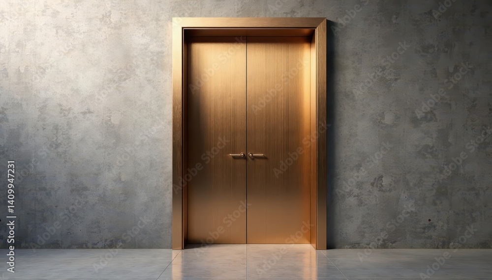 Silver-to-bronze gradient metallic back door Sleek, modern design , entryway, metallic, close up Silver-to-bronze gradient metallic back door Sleek, modern design , entryway, metallic, close up