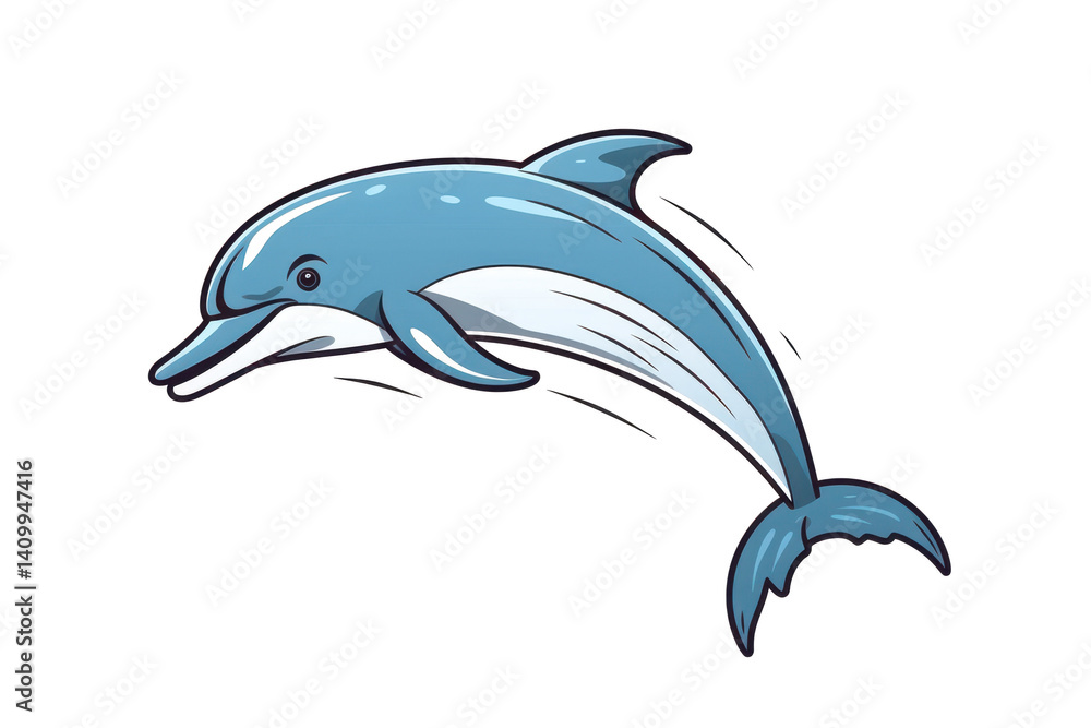 Fototapeta premium illustration: hand-drawn dolphin isolated on white or transparent png