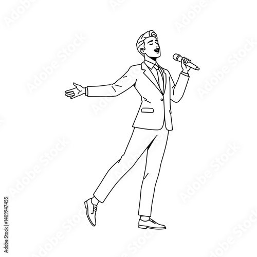 Male singer passionately performing a love song in a suit  