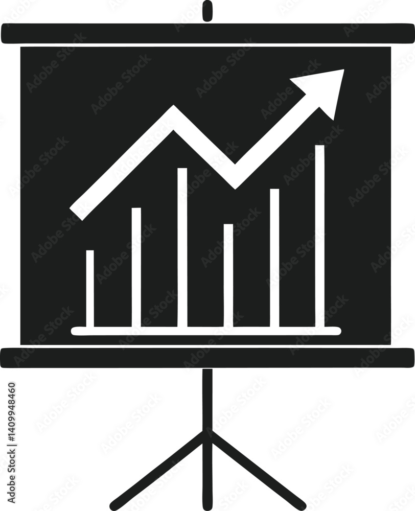 Minimalist Silhouette of Revenue Chart with Up Arrow Minimalist Silhouette of Revenue Chart with Up Arrow
