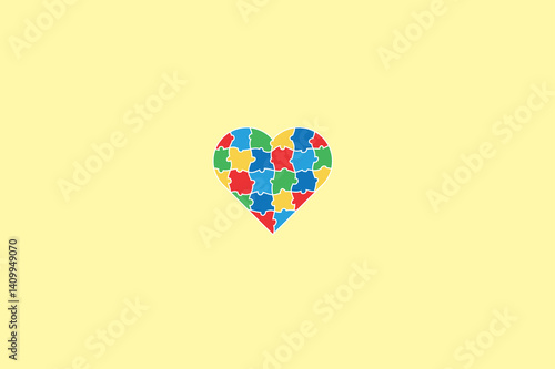 The Autism Heart, Autism Puzzle Colorful Heart 