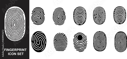 Types of Fingerprint Patterns for Identity Person Security Background. Vector EPS 10