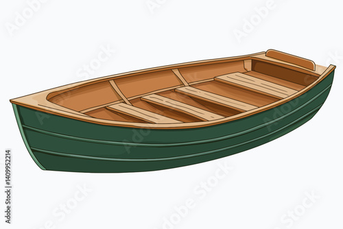 Wooden boat on white background 