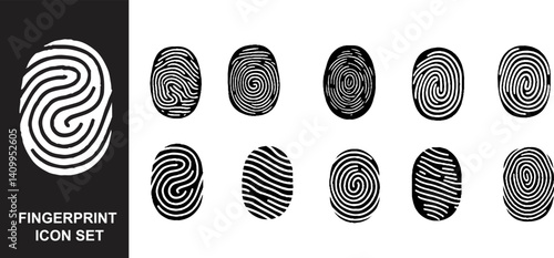 Fingerprint Security Access Authorization Icons illustration. 