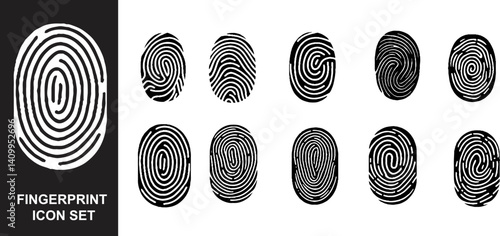 Fingerprint Security Access Authorization Icons illustration. 