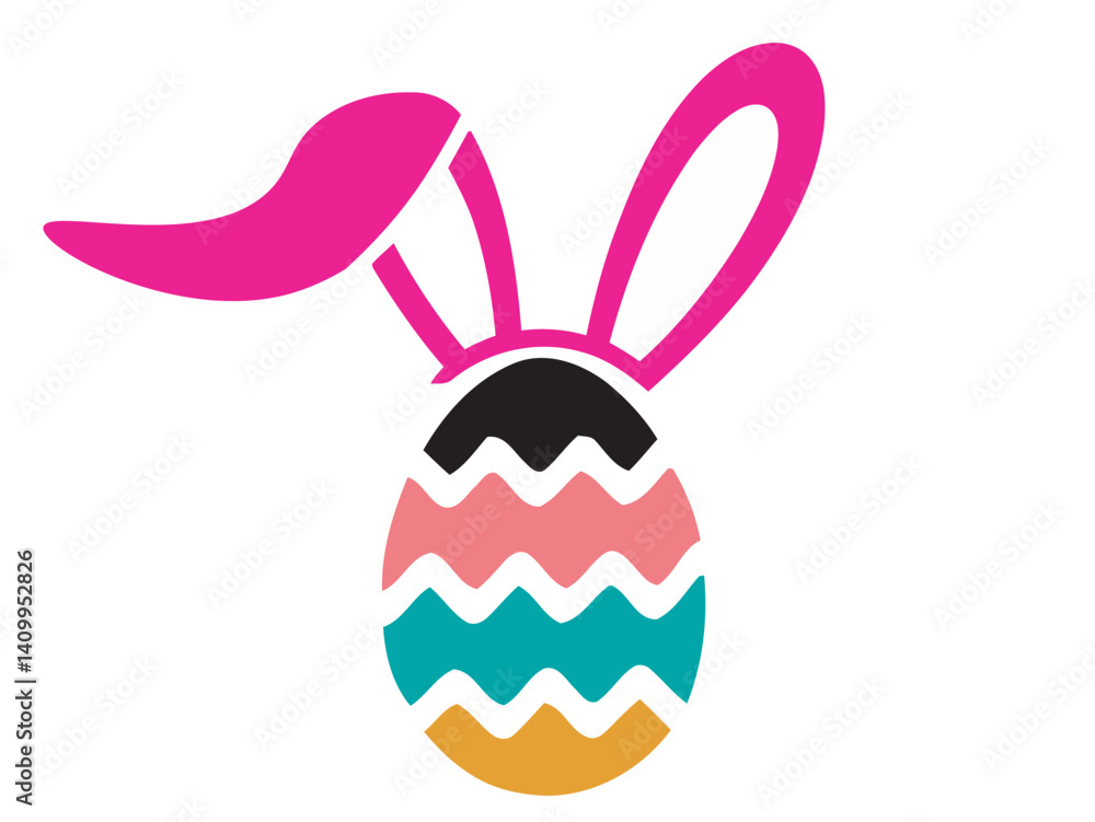 Fototapeta premium Colorful Easter Bunny Egg Clipart PNG