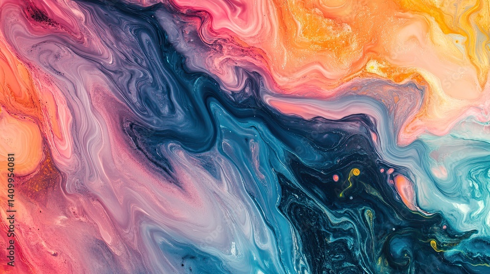 Abstract Fluid Art: Swirling Colorscape. Abstract Fluid Art: Swirling Colorscape.