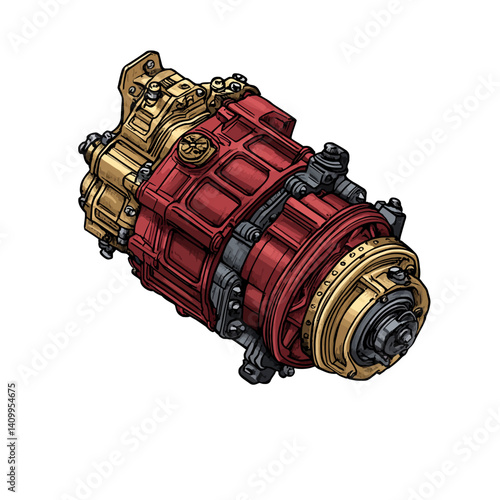 Red dynamo machine isolated 