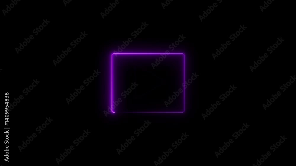 glowing neon play button icon animation sign symbol on black background glowing neon play button icon animation sign symbol on black background