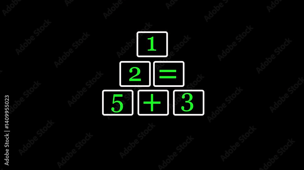 Animated number cubes. white icon. Geometry educational toy line animation. Counting blocks. Mathematical puzzle. Isolated illustration on dark background. Transition alpha video. Motion .. Animated number cubes. white icon. Geometry educational toy line animation. Counting blocks. Mathematical puzzle. Isolated illustration on dark background. Transition alpha video. Motion ..