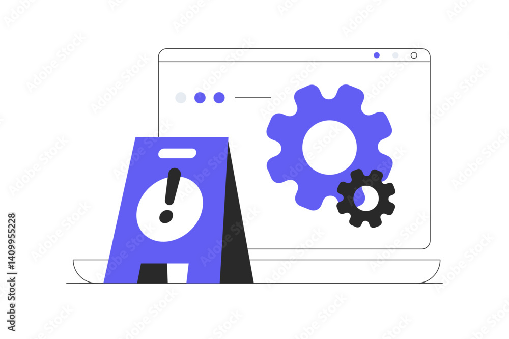 System Update Improvement Change New Version, Installing update process. Flat Cartoon Vector Illustration, icon. Stylish abstract design landing page System Update Improvement Change New Version, Installing update process. Flat Cartoon Vector Illustration, icon. Stylish abstract design landing page