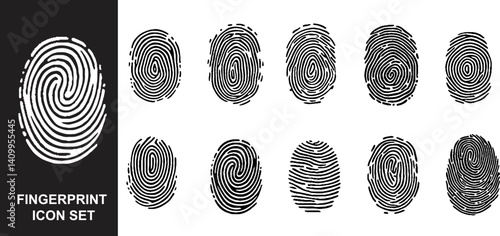 Identification Fingerprints Sketches Set Vector