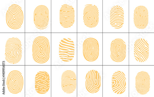 Bic collection of fingerprint. Fingerprint security access authorization icons illustration. EPS10