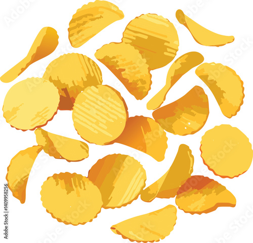 potato chips isolated on white