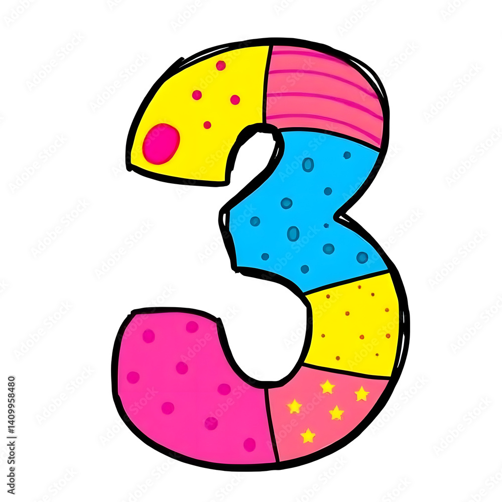 Vibrant Patterned Number Three PNG,Transparent Background Illustration,Playful Birthday Designs,playful number design, isolated patterned digit, bright number element Vibrant Patterned Number Three PNG,Transparent Background Illustration,Playful Birthday Designs,playful number design, isolated patterned digit, bright number element