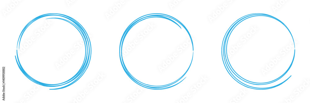 Hand drawn circle highlighter set. Circle, pen draw. Vector marker circular lines, doodle round circles for message note mark design element. Different circles vector illustration. Hand drawn circle highlighter set. Circle, pen draw. Vector marker circular lines, doodle round circles for message note mark design element. Different circles vector illustration.