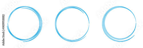 Hand drawn circle highlighter set. Circle, pen draw. Vector marker circular lines, doodle round circles for message note mark design element. Different circles vector illustration.