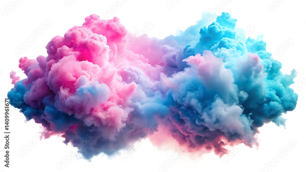 Fototapeta premium pink smoke paint explosion powder splash isolated on white background PNG ,AI GENERATED