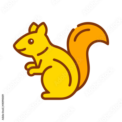 *Squirrel, Autumn-Themed Minimalist Linear UI Icon on White Background with Copy Space*  