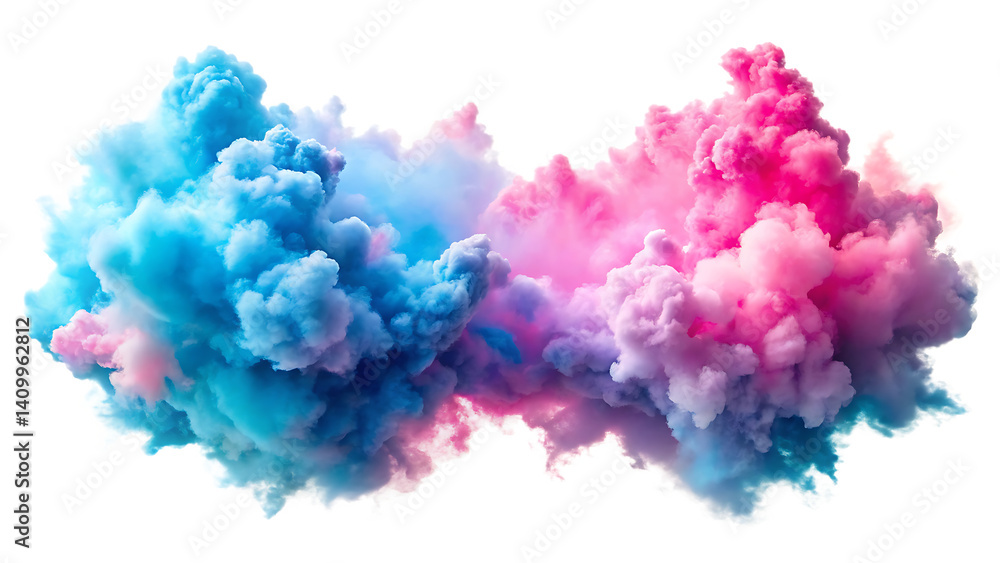 Fototapeta premium pink smoke paint explosion powder splash isolated on white background PNG ,AI GENERATED