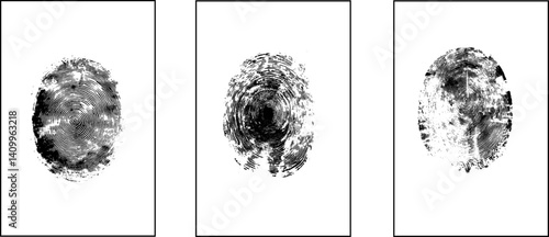 Identification Fingerprints Sketches Set Vector stock illustration. 