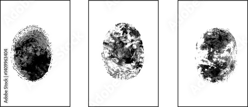 Identification Fingerprints Sketches Set Vector stock illustration. 