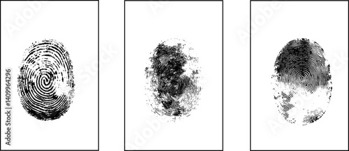Finger prints. Different scanning fingerprints. Human ID pictograms. Security authentication. Thumbprints scanner. 