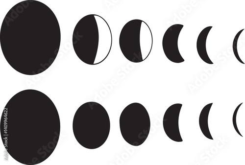 Moon Lunar Phases vector, lunar cycle icon set