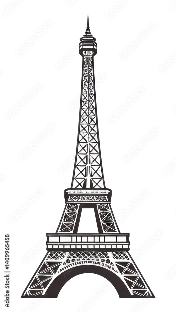Obraz premium PNG Eiffel tower architecture building drawing.