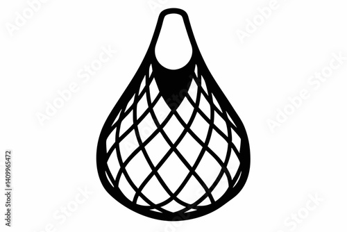 reusable grocery net bag silhouette vector illustration