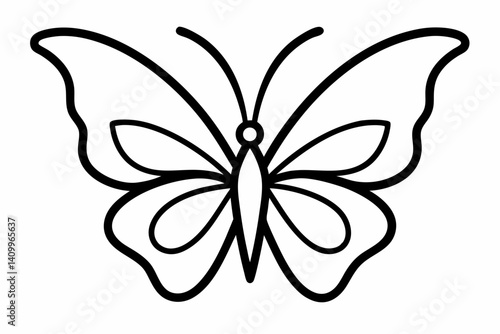 butterfly outline vector illustration with white background