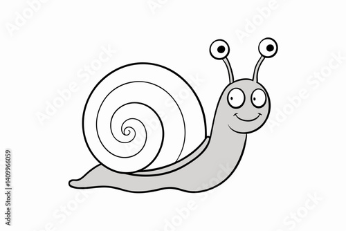 cartoon snail outline vector illustration with white background