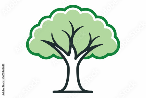 deciduous tree outline vector illustration with white background